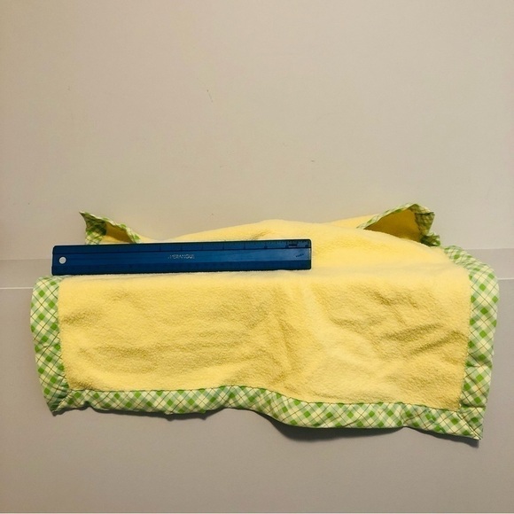 Vintage Yellow Bunny Lovey Baby Plaid Green Trim Cabbage Flower - Picture 9 of 9